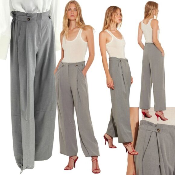 🆕 RAT & BOA 🧿 NWT Simona Pleated Trouser Adjustable Drawstring Grey - Sz XXS
